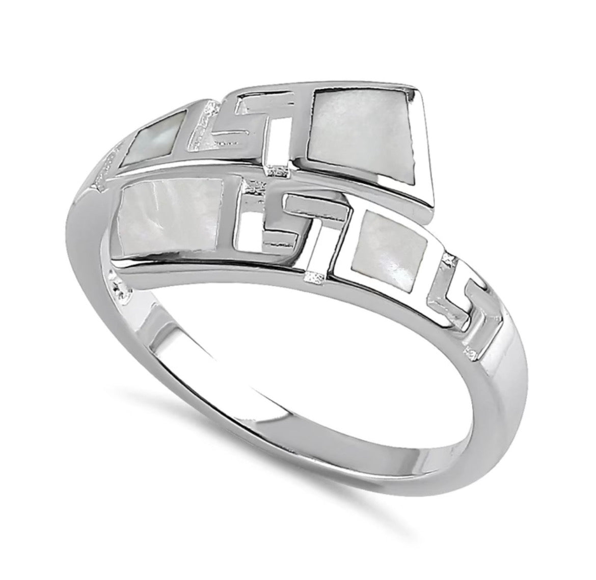 Sterling Silver Unique Pattern Mother Of Pearl Ring