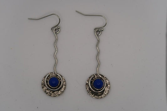 BLUE SILVER DROP EARRINGS