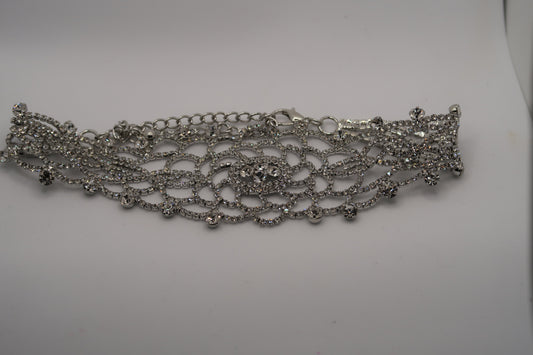 "Bling" Silver & CZ Choker Necklace