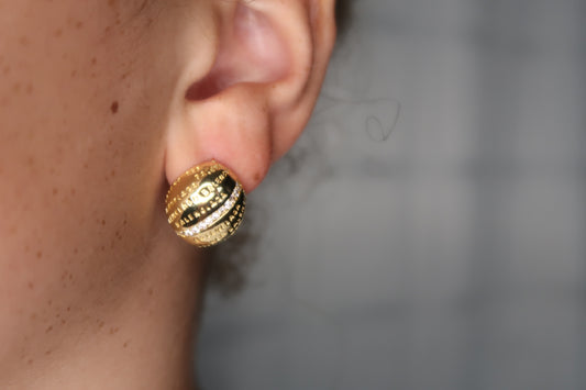 "Lai" Gold Plated Oval Studded Earrings