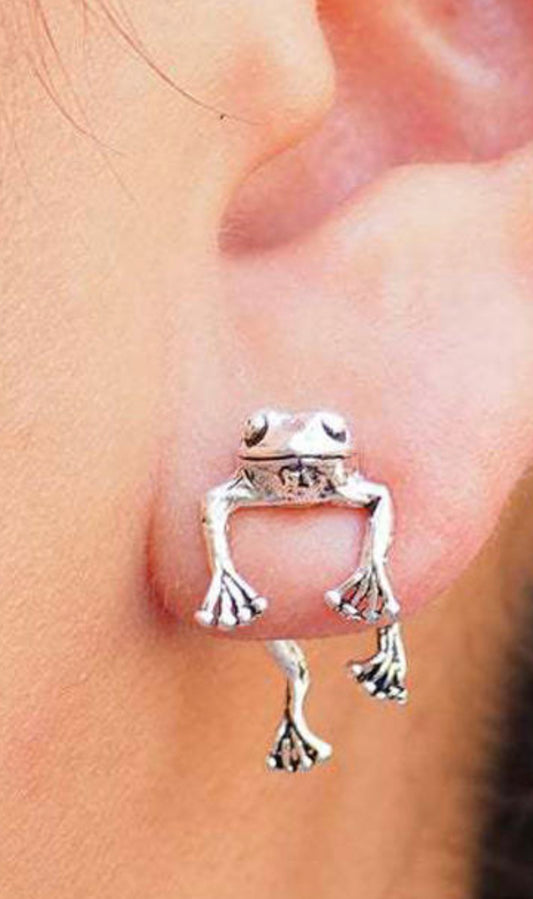 "Charming" Silver Frog Earrings