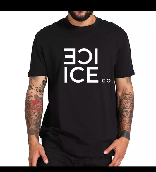 "ICE ICE" Black Short Sleeve Logo Tee