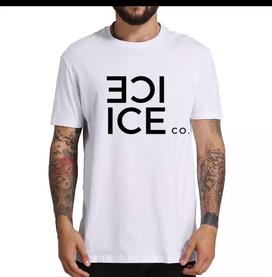 "ICE ICE" White Short Sleeve Logo Tee