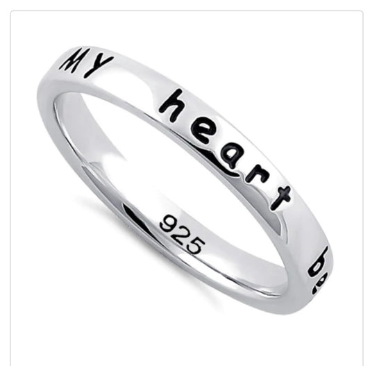 Sterling Silver Heart Belongs Ring